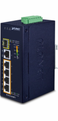Planet IGS-614HPT Planet IGS-614HPT Průmyslový PoE Switch 5x 1000Base-T, 1x SFP, 4x PoE 802.3at, -40~+75°C, 12-56VDC, dual-power, DIN