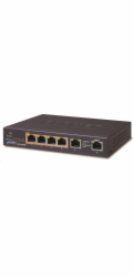 Planet GSD-604HP PoE switch 1Gbps, 6xTP, 4xPoE 802.3at/af 30W/55W, fanless