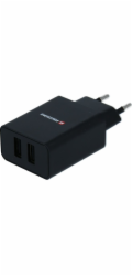Swissten Síťový Adaptér Smart Ic 2X Usb 2,1A Power + Datový Kabel Usb / Micro Usb 1,2 M Černý