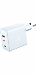 Swissten Síťový Adaptér GaN 2x USB-C + 1x USB 70W PD Bilý