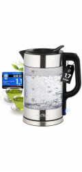 ProfiCook PC-WKS 1322 G elektrická konvice 1,7 l 2200 W Stříbrná, Černá, Průhledná
