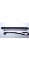 PremiumCord Panel napájecí 1U do 19" racku, 8x230V, 2m kabel, vypínač