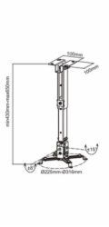 CONNECT IT Stropní držák projektoru P2 43-65cm, naklápěcí (±30°, max. 20kg)