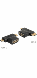 Delock - Rozdvojka HDMI - HDMI se zdířkami (female) do 19 pin mini HDMI Type C, 19 pin micro HDMI Type D s piny (male) - černá