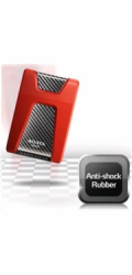 ADATA Externí HDD 1TB 2,5" USB 3.1 DashDrive Durable HD650, červený (gumový, nárazu odolný)