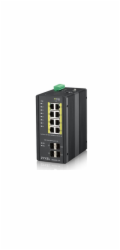 Zyxel RGS200-12P, 12-port Gigabit WebManaged switch: 8x GbE + 4x SFP, PoE (802.3at, 30W), Power budget 240W, DIN rail/Wa