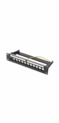 DIGITUS Modulární propojovací panel, stíněný, 12 portů, 1U, 254 mm (10 "), montáž do stojanu, černá RAL 9005