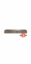 Tenda TEG1016D - 16x Gigabit Switch, Fanless-bez ventilátorů, Rackmount, ochrana proti přepětí