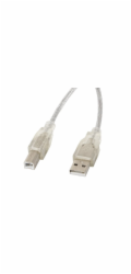 Lanberg CA-USBA-12CC-0018-TR USB-A (M) na USB-B (M), 1,8m LANBERG USB-A (M) na USB-B (M) 2.0 kabel 1,8m, transparentní