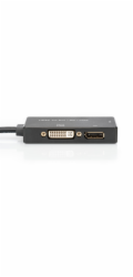 Digitus HDMI Kabelový převodník , HDMI - DP+DVI+VGA M-F/F/F, 0,2 m, Multi-Media 3v1, CE, bl, zlato