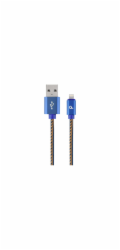 Gembird kábel nabíjací Lightning 8-pin (M) na USB 2.0 (M), prémiový, opletený, metal konektory, 1 m, džínsovina