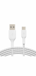 Pletený kabel USB-C USB-A 3m bílý
