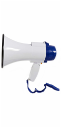 Nedis MEPH150WT NEDIS megafon/ rozsah 250m/ hlasitost 115dB/ vestavěný mikrofon/ vestavěná siréna/ funkce nahrávání/ bílo-modrý