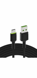 USB kabel Green Cell kabel Green Cell Ray USB kabel - USB-C 120cm se zeleným LED podsvícením a podporou