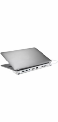 Sandberg USB-C 10v1 dokovací stanice, HDMI+3xUSB+RJ45+VGA+TF/SD+jack+USB-C(100W), stříbrný
