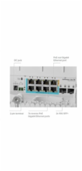 MikroTik CSS610-1Gi-7R-2S+OUT reverzní PoE switch, 8x Gigabit, 2x SFP+, 1x PoE out, 7x PoE in, 56Gbps