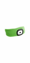 SIXTOL Čelenka s čelovkou 180lm, nabíjecí, USB, uni velikost, bavlna/PE, fluorescentní zelená SIXTOL