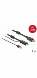 Delock - Kabel video/audio - HDMI, USB (pouze napájení) s piny (male) do DisplayPort s piny (male) - 1 m - trojnásobně stíněný - černá - podporuje 4K