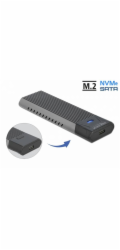 DeLOCK Externí kombinovaný kryt USB Type-C pro M.2 NVMe PCIe nebo SATA SSD, kryt disku