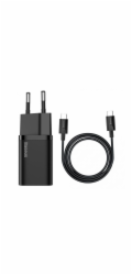 Baseus Super Si rychlonabíječka 1C 25W EU + kabel Type-C/Type-C 3A 1m černá