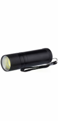 LED svítilna kovová, 3W COB LED, na 3x AAA černá