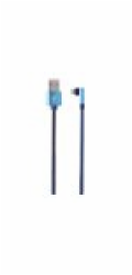 Gembird kábel nabíjací Lightning 8-pin (M) 90° na USB 2.0 (M), opletený, 1 m, modrý