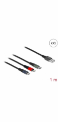 DeLOCK USB nabíjecí kabel, USB-A zástrčka > USB-C + Micro USB + Lightning zástrčka