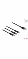 DeLOCK USB nabíjecí kabel, USB-A zástrčka > USB-C + Micro USB + Lightning zástrčka