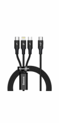 Baseus Rapid Series nabíjecí/datový kabel 3v1 USB-C/ (microUSB + Lightning  PD 20W + USB-C) 1.5m černá