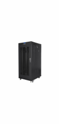 Volně stojící instalační racková skříň 19 palců 22U 800X800 černá s perforovanými LCD dvířky