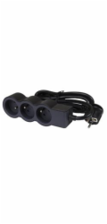 LEGRAND Revolution prodlužovací přívod 3x2P+T, kabel 3m, černo-šedá