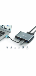 CANYON replikátor portů DS-14 8v1, 1xUSB-C PD 100W, 1xHDMI (4K), VGA, 3xUSB-A 3.0, RJ45 Gb, 3.5mm jack