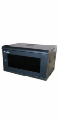 XtendLan 19" nástěnný rozvaděč 6U 600x600, nosnost 60 kg, skleněné kouřové dveře, svařovaný, černý
