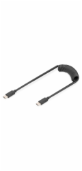 DIGITUS Kabel USB typu C na USB typ C Pružinový TPU USB 2.0, PD60W Max; 1m