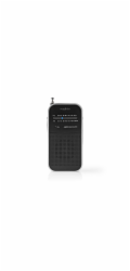 NEDIS přenosné rádio/ AM/ FM/ napájení z baterie/ analogové/ 1.5 W/ výstup pro sluchátka/ hliník/ černé