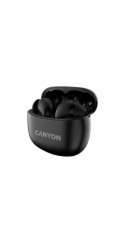 CANYON TWS-5 BT sluchátka s mikrofonem, BT V5.3 JL 6983D4, pouzdro 500mAh+40mAh až 38h, černá