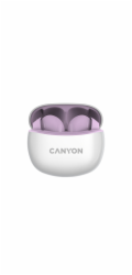 CANYON TWS-5 BT sluchátka s mikrofonem, BT V5.3 JL 6983D4, pouzdro 500mAh+40mAh až 38h, šeříková