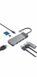 GREEN CELL HUB USB-C ADAPTER GC CONNECT 7W1 (3XUSB 3.1 HDMI 4K 60HZ USB-C PD 85W MICROSD/SD)