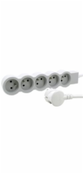 LEGRAND Revolution prodlužovací přívod 5x2P+T, kabel 3m, bílá-světlé šedá
