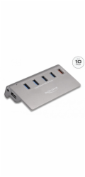 Delock USB 10 Gbps Hub mit 4 USB Typ-A Ports + 1 Schnellladeport, USB-Hub 64182