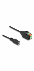 Delock DC adaptér ze zásuvky o rozměrech 5,5 x 2,1 mm na svorkovnici, s tlačítkem 15 cm