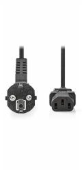 NEDIS napájecí kabel/ Typ F zástrčka - IEC-320-C13/ přímý/ úhlový/ černý/ bulk/ 2m