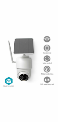 NEDIS IP kamera solární/ venkovní/ IP65/ Wi-Fi/ 1080p/ PIR senzor/ USB-C/ microSD/ noční vidění/ Android/ iOS/ bílá