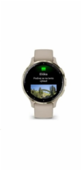 Garmin Venu® 3S, Nerezová luneta Soft Gold, pouzdro French Gray, silikonový řemínek