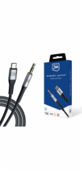 3mk audio kabel - AUX Cable USB-C - Jack 3,5 mm, 1m, černá