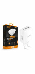 Chytrá síťová nabíječka ALIGATOR Power Delivery 40W, 2xUSB-C, bílá