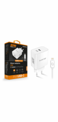 Chytrá síťová nabíječka ALIGATOR Power Delivery 20W, USB-C kabel pro iPhone/iPad, bílá