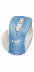 GENIUS Ergo 9000S Pro Light Blue/ duální Bluetooth + 2,4GHz/ 2400 dpi/ bezdrátová/ 6tlačítková/ dobíjecí/ RGB/ modrobílá