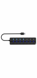 CONNECT IT Mighty Switch 2 USB-A hub, (4xUSB-A 3.0, 3xUSB-A 2.0), externí, ČERNÝ