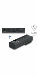 Delock - Radic úložište - funkce klonování - 2.5", 3.5", M.2 - M.2 Card (PCIe NVMe & SATA) / SATA SSD - USB-C 3.2 (Gen 2x1) - cerná